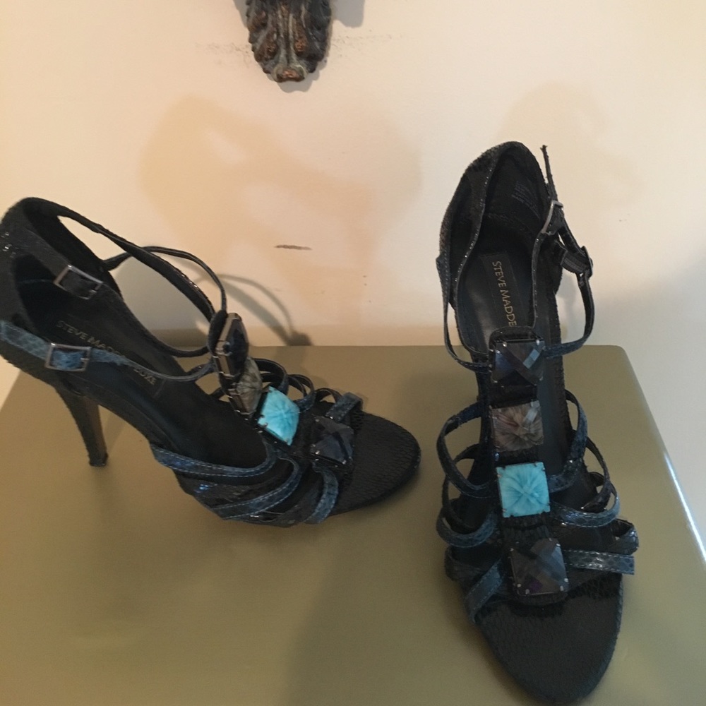 Steve Madden Strappy Sandals with Faux Gemstones